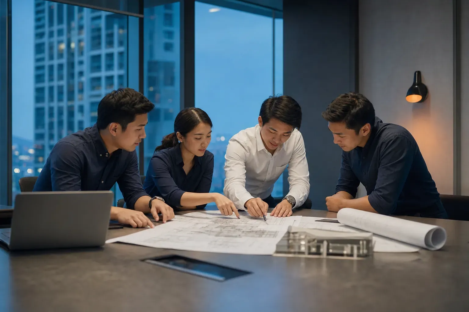 RS Techwin engineers and technicians together at a project site