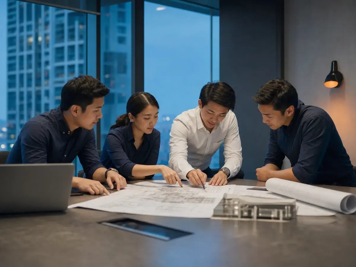 RS Techwin engineers and technicians together at a project site