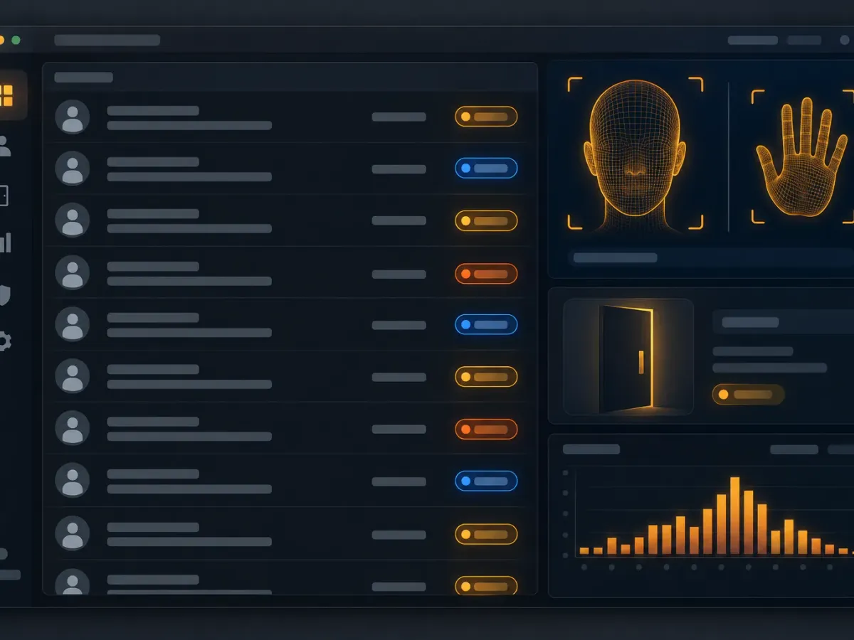 Platform screen: access-terminal event list with face and palm icons